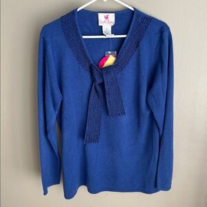 Quacker Factory beaded tie neck sweater, NWT women’s Medium